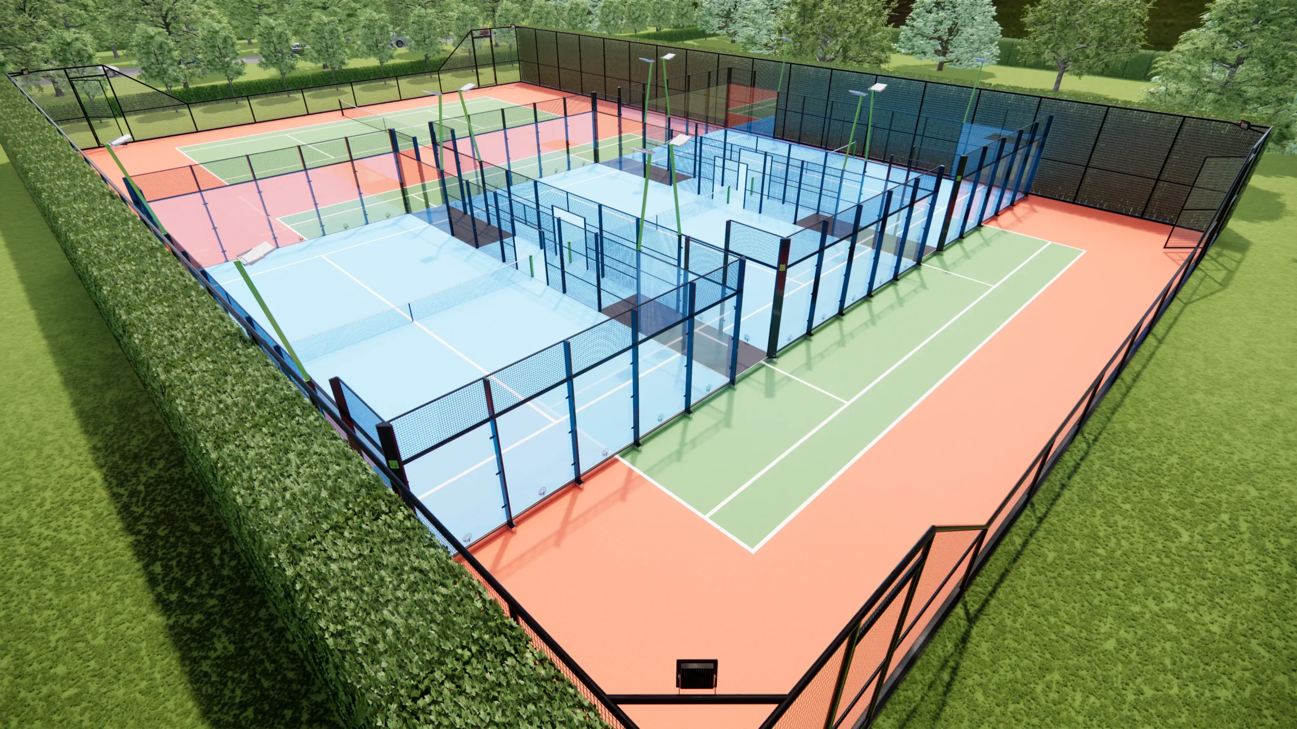 Flexibele padelbanen zonder betonfundering